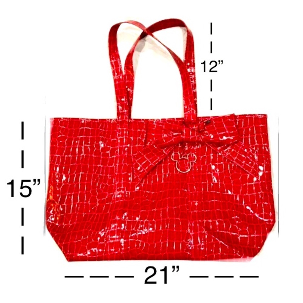 🦋WALT DISNEY WORLD Disneyland Resort large red tote size 21x15 NWOT - Picture 8 of 11